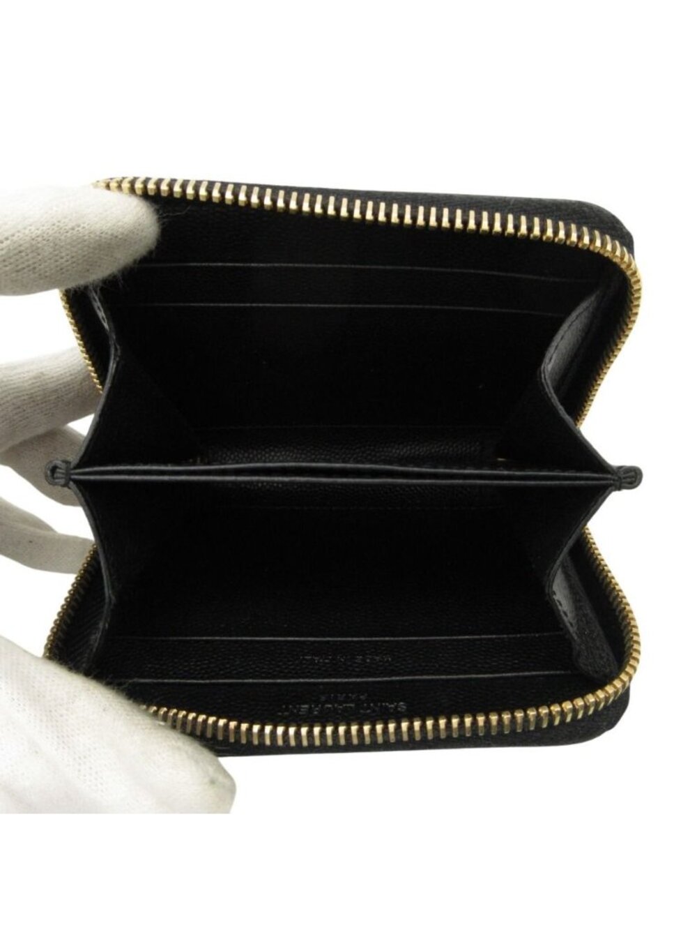 Saint Laurent Paris Bifold Wallet Zip Around Coin Purse Black - Picture 7 of 10